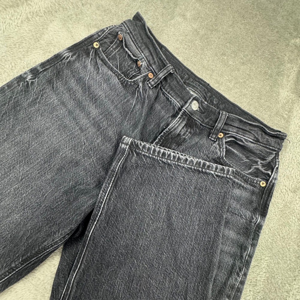 American Eagle Straight Leg Jeans Womens 2 Black Excellent Comfort Stretch 3966